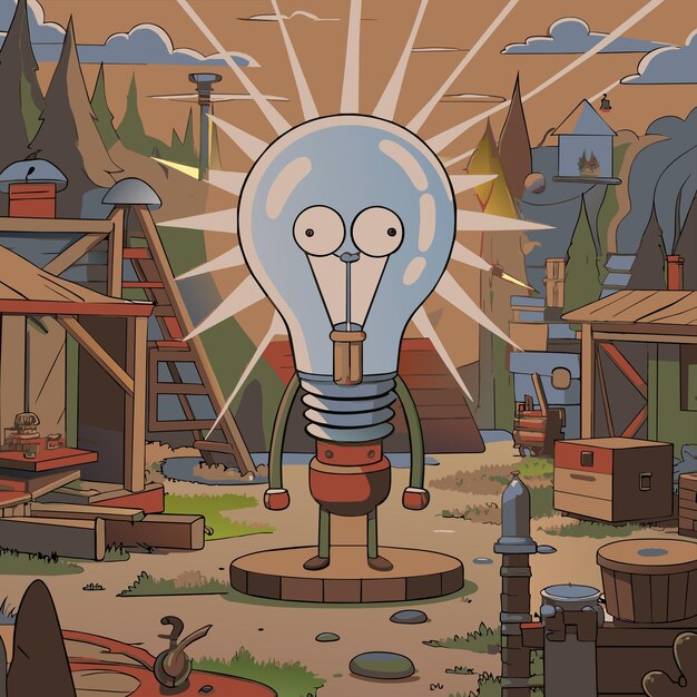 Vector a cartoon drawing of a light bulb with the word quot face quot