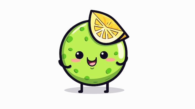 Vector a cartoon drawing of a lime with a smile and a lemon on his face