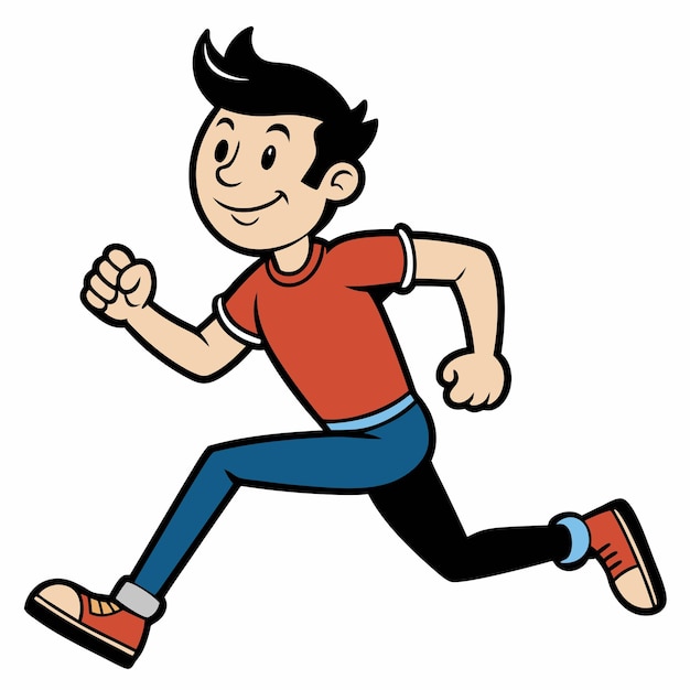 a cartoon drawing of a man running with his arms out