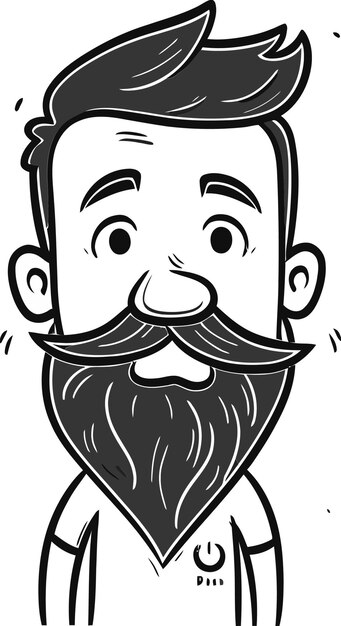 Vector a cartoon drawing of a man with a mustache and a beard