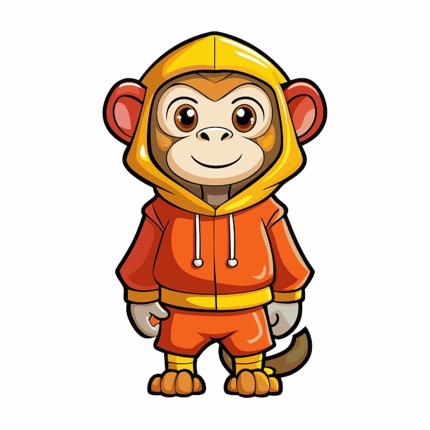 Vector a cartoon drawing of a monkey wearing a jacket and a hoodie