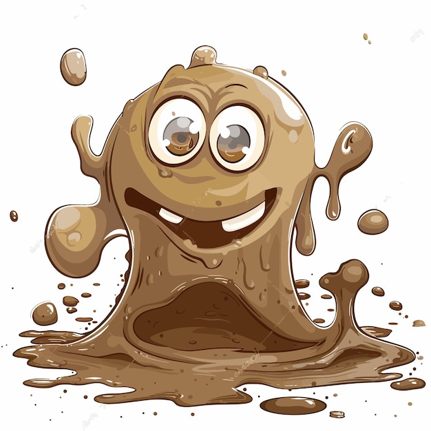 Vector a cartoon drawing of a monster with a happy face and a brown icing