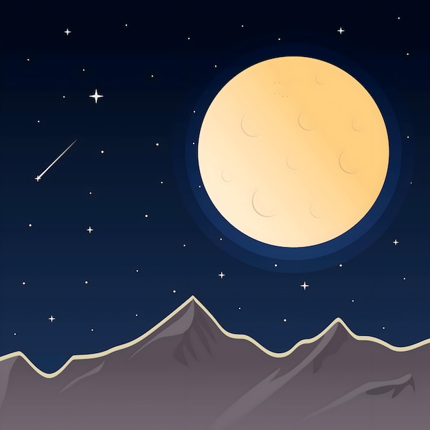 Vector a cartoon drawing of a moon and the stars in the sky