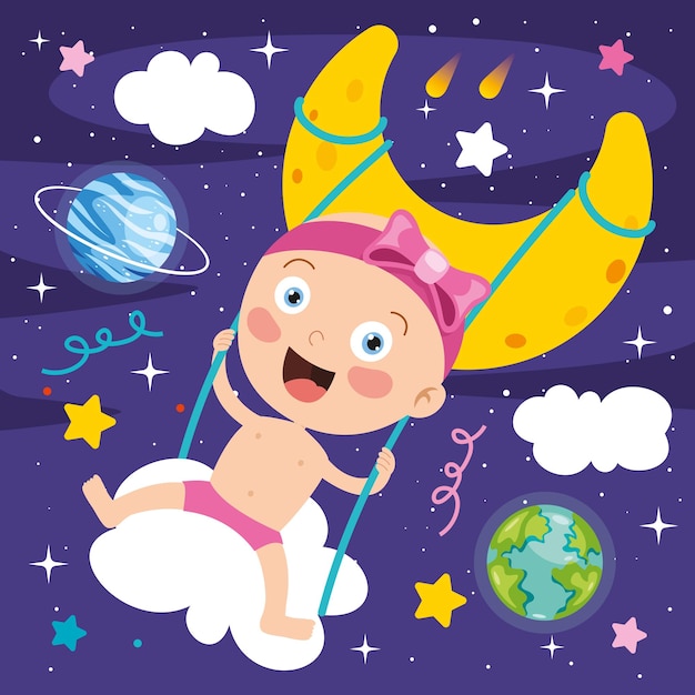 Cartoon Drawing Of A  Newborn Baby Character