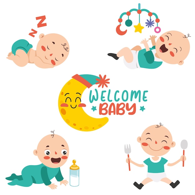 Cartoon Drawing Of A  Newborn Baby Character