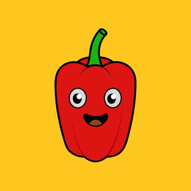 Vector a cartoon drawing of a pepper with a yellow background