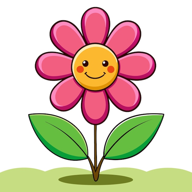 Vector a cartoon drawing of a pink flower with a yellow center