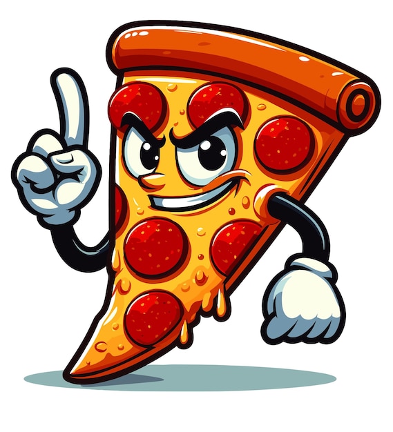 a cartoon drawing of a pizza with a pizza cutter in the middle