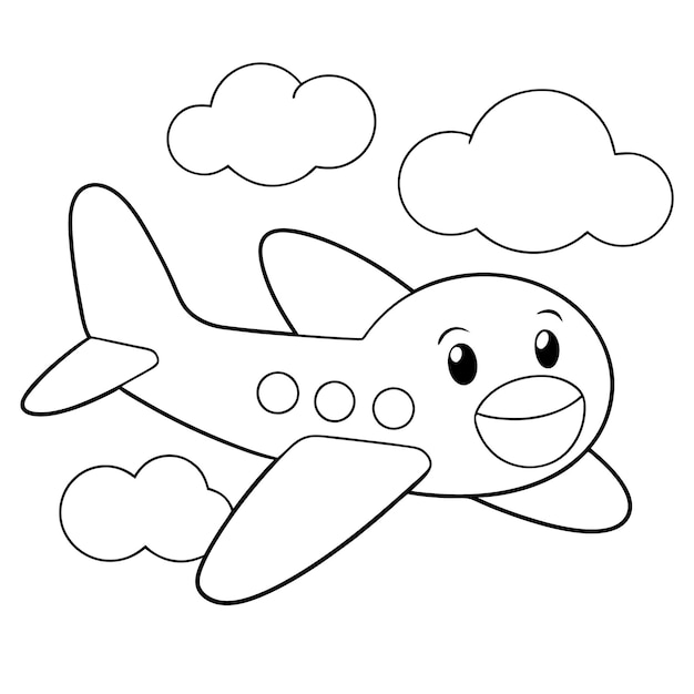 Vector a cartoon drawing of a plane with a bird on it