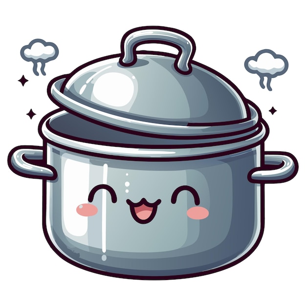 a cartoon drawing of a pot with the words happy smiling on it