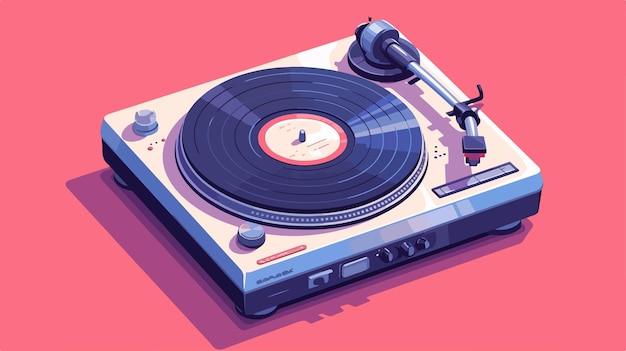 Vector a cartoon drawing of a record player on a pink background