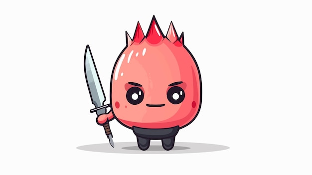 a cartoon drawing of a red monster with a sword