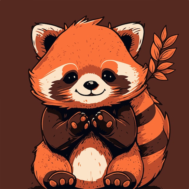 A cartoon drawing of a red panda with a brown background.