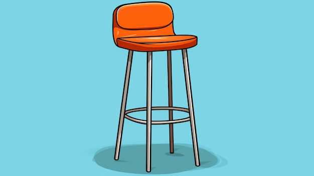 a cartoon drawing of a red stool with a red seat on it