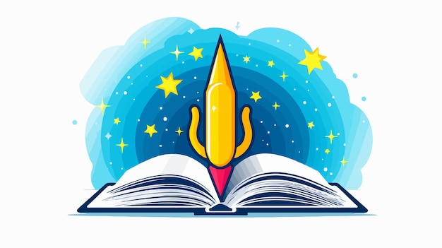 Vector a cartoon drawing of a rocket with the words rocket on the page