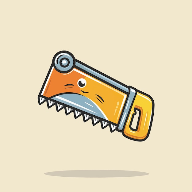 Vector a cartoon drawing of a saw that has a face on it