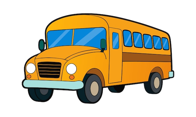 Vector a cartoon drawing of a school bus with the word school on it