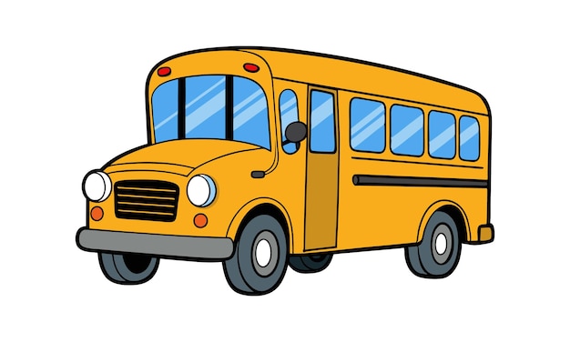 Vector a cartoon drawing of a school bus with the word school on it