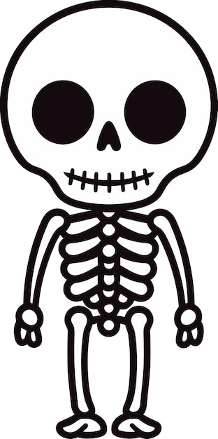 Vector a cartoon drawing of a skeleton with big eyes