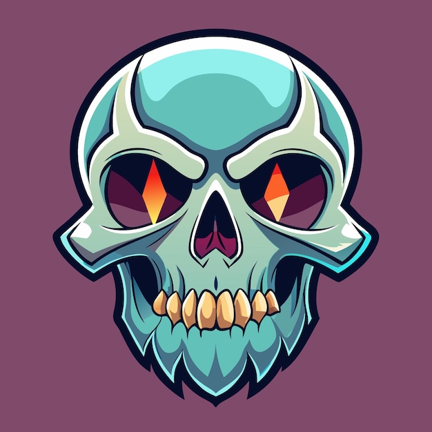 a cartoon drawing of a skull with a purple background