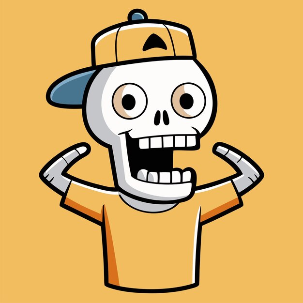 Vector a cartoon drawing of a skull with the word quot he is pointing quot