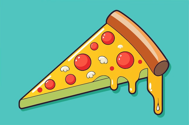 Vector a cartoon drawing of a slice of pizza with the word cheese on it