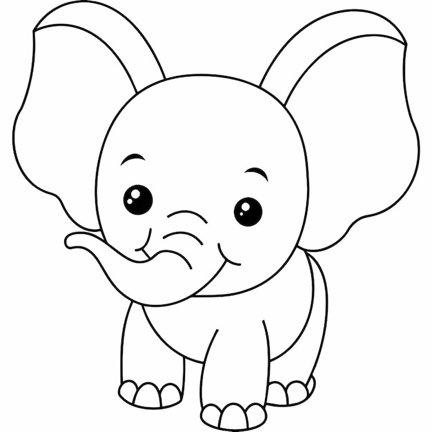 Vector a cartoon drawing of a small elephant with a mustache and a mustache