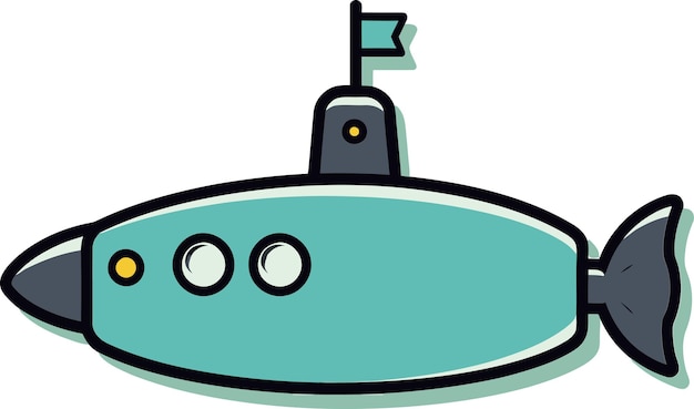 Vector a cartoon drawing of a spaceship with a blue top and a blue and orange button