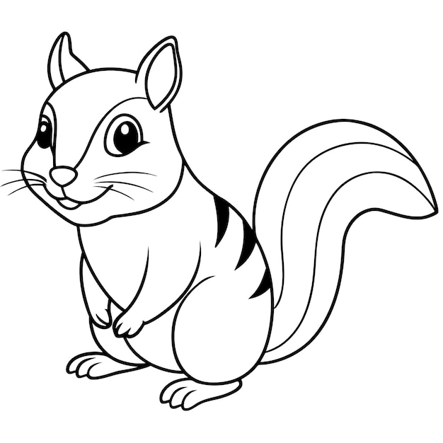 Vector a cartoon drawing of a squirrel with a striped tail