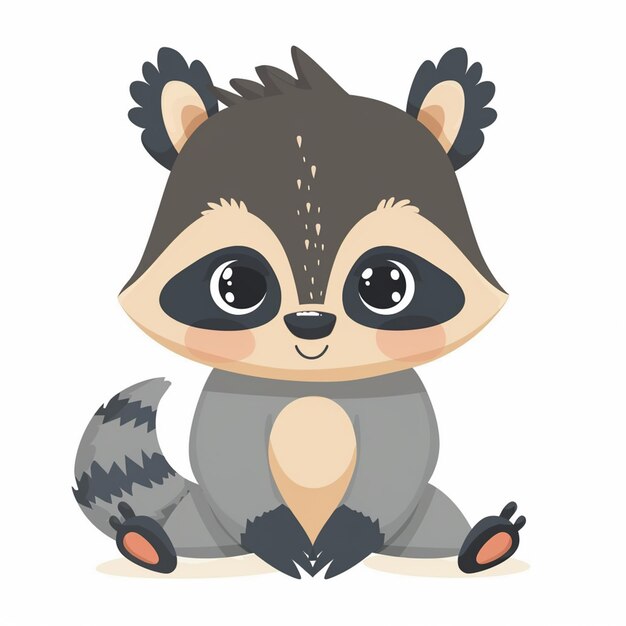 Vector a cartoon drawing of a squirrel with a tail that says raccoon