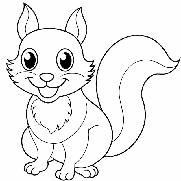 Vector a cartoon drawing of a squirrel with a tail that says squirrel