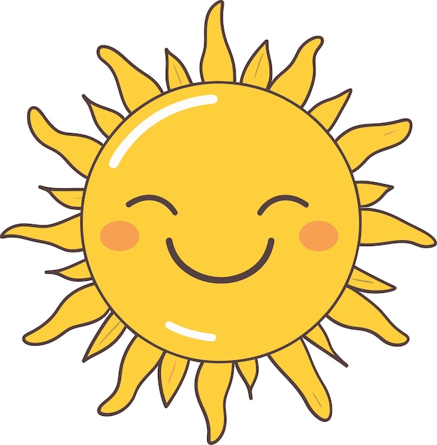 a cartoon drawing of a sun with a smile on it