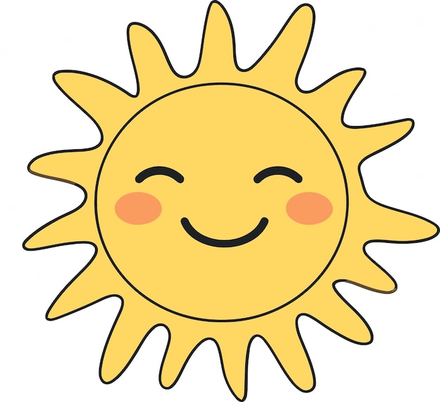 Vector a cartoon drawing of a sun with a smile on it