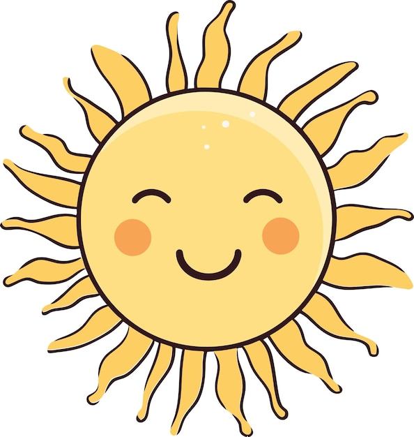 Vector a cartoon drawing of a sun with a smile on it