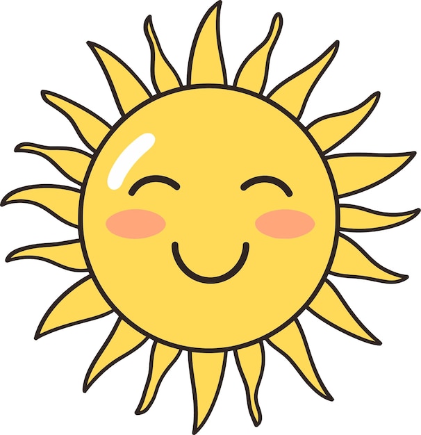 Vector a cartoon drawing of a sun with a smile on it