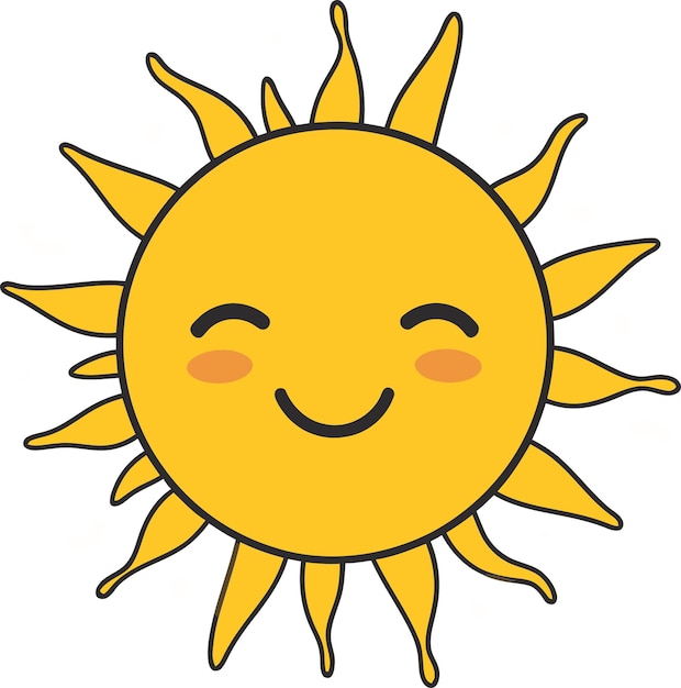 Vector a cartoon drawing of a sun with a smile on it