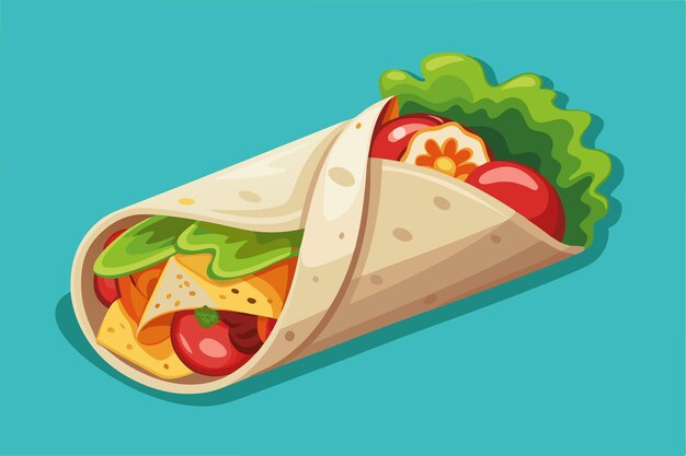 a cartoon drawing of a taco with different ingredients