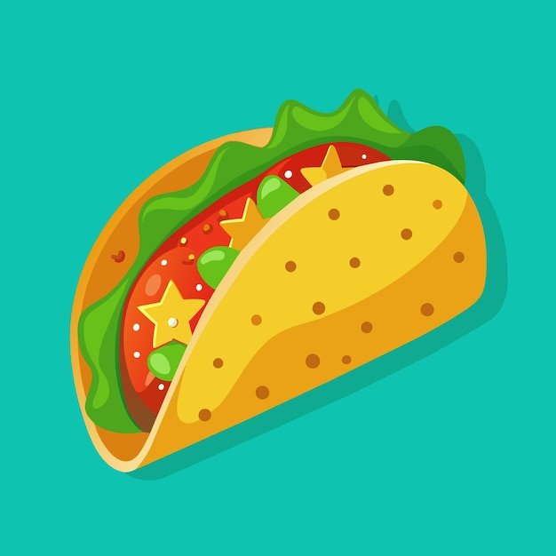 a cartoon drawing of a taco with a picture of a sandwich on it