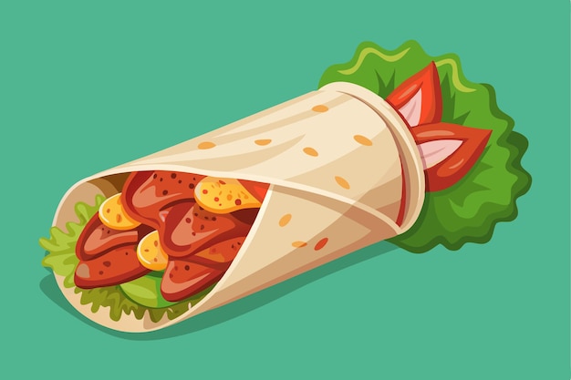 a cartoon drawing of a taco with a sandwich on it