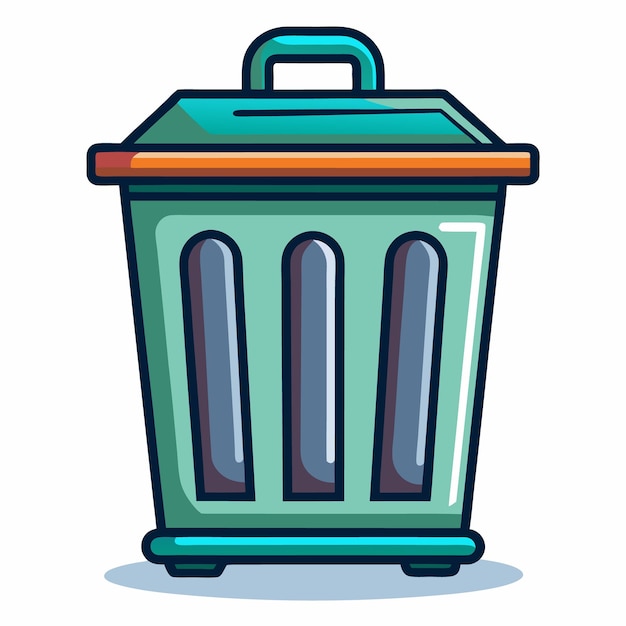 Vector a cartoon drawing of a trash can with a green lid