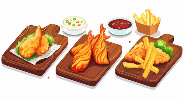 Vector a cartoon drawing of a tray of food with a variety of food