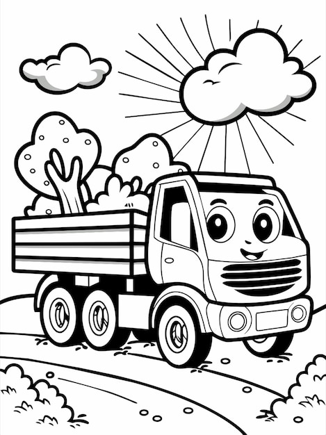 Vector a cartoon drawing of a truck with a cartoon face and the words monster fire