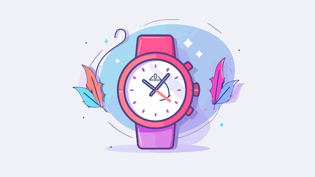 Vector a cartoon drawing of a watch with a pink watch on the top