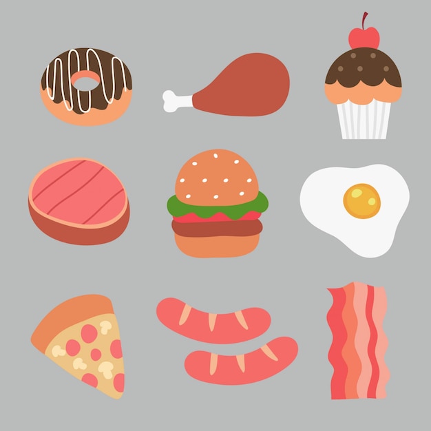 Cartoon drawing with foods