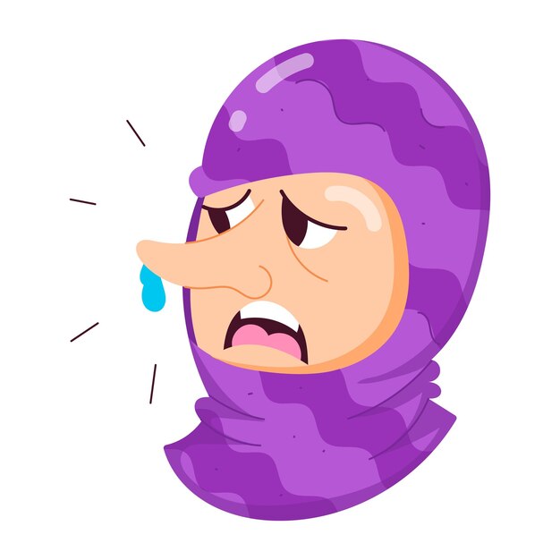 Vector a cartoon drawing of a woman with a nose that has a tear drop on it