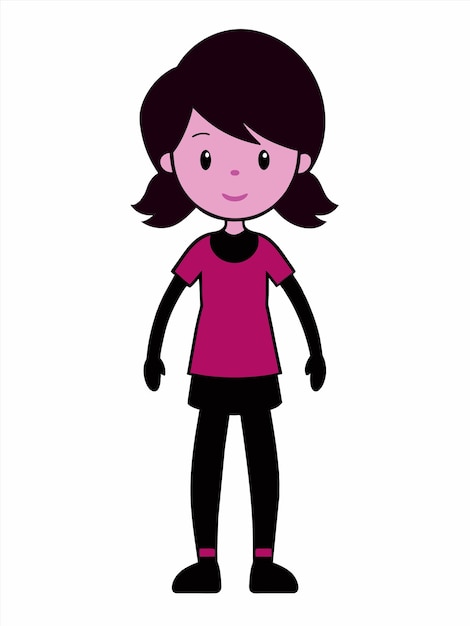 a cartoon drawing of a woman with a purple shirt on