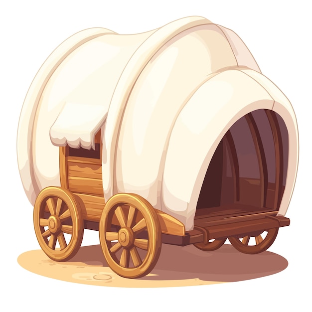 Vector a cartoon drawing of a wooden wagon with a cover that says quot the bottom quot