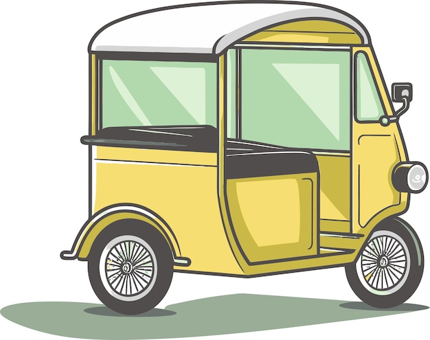 Vector a cartoon drawing of a yellow car with a window that says  a  camper