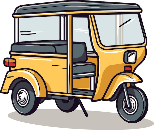 Vector a cartoon drawing of a yellow car with the word  bus  on it