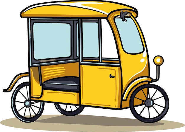 a cartoon drawing of a yellow car with the words  the word  on it